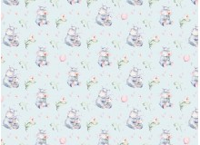 Popeline - Hippos Nilpferde Aquarell blau